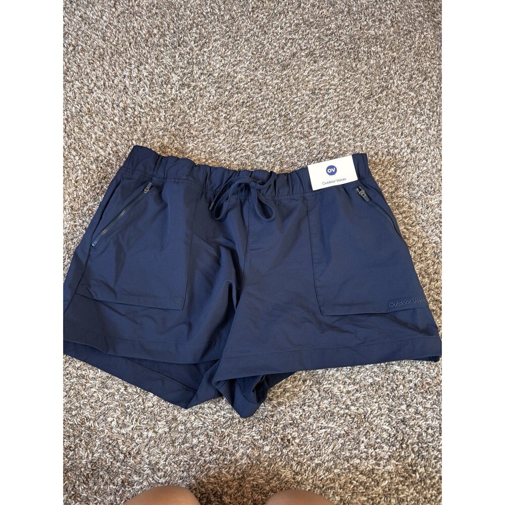 Outdoor Voices Shorts Women XXL Navy Blue Zip Pockets Drawstring Athletic OV135W